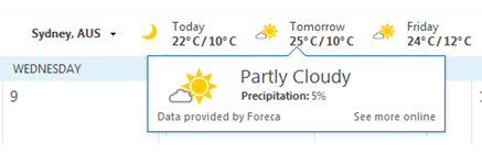 Customise the weather forecast in Outlook 2013